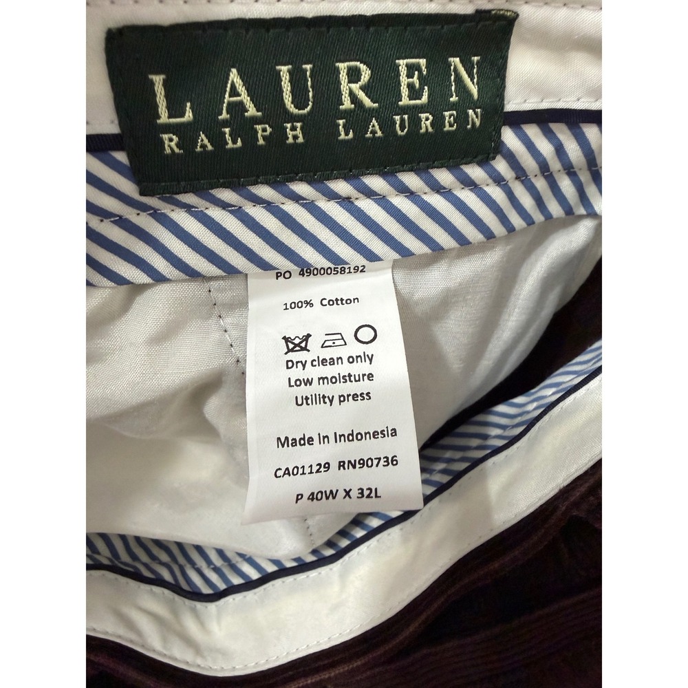 Lauren Ralph Lauren Dewhurst Mens Corduroy Pants Dark Brown 40x32 DWHRPKKX0164 - Picture 6 of 6